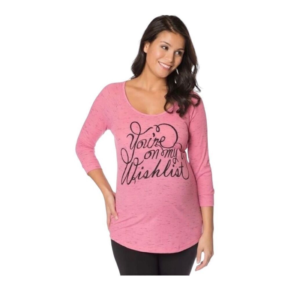 Womens Motherhood Maternity You’re On My Wishlist Christmas Ribbed Top - Sz M